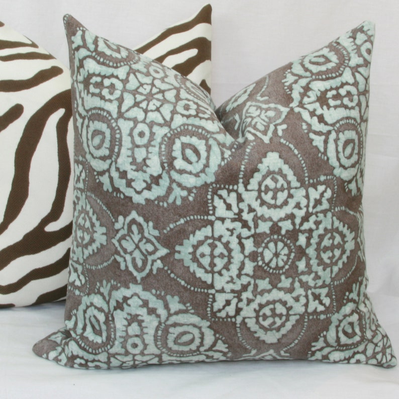 Blue & Gray Batik Decorative Throw Pillow Cover. 18 X Etsy