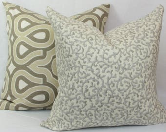 Platinum gray ivory throw pillow cover 18x18 20x20 22x22 24x24 26x26 Euro sham Lumbar 12x20 12x24 14x26 16x24 16x26 Silver gray pillow Linen