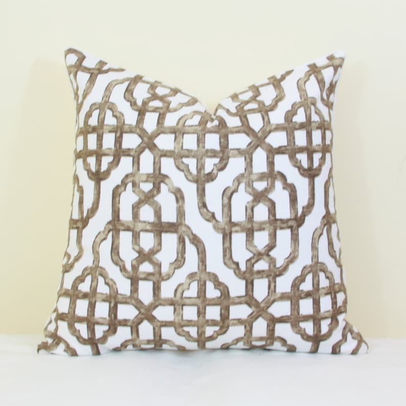 Download Brown White Trellis Throw Pillow Cover 18x18 Pillow Brown Brown White Pillow Lacefield Pillow Home Living Decorative Pillows
