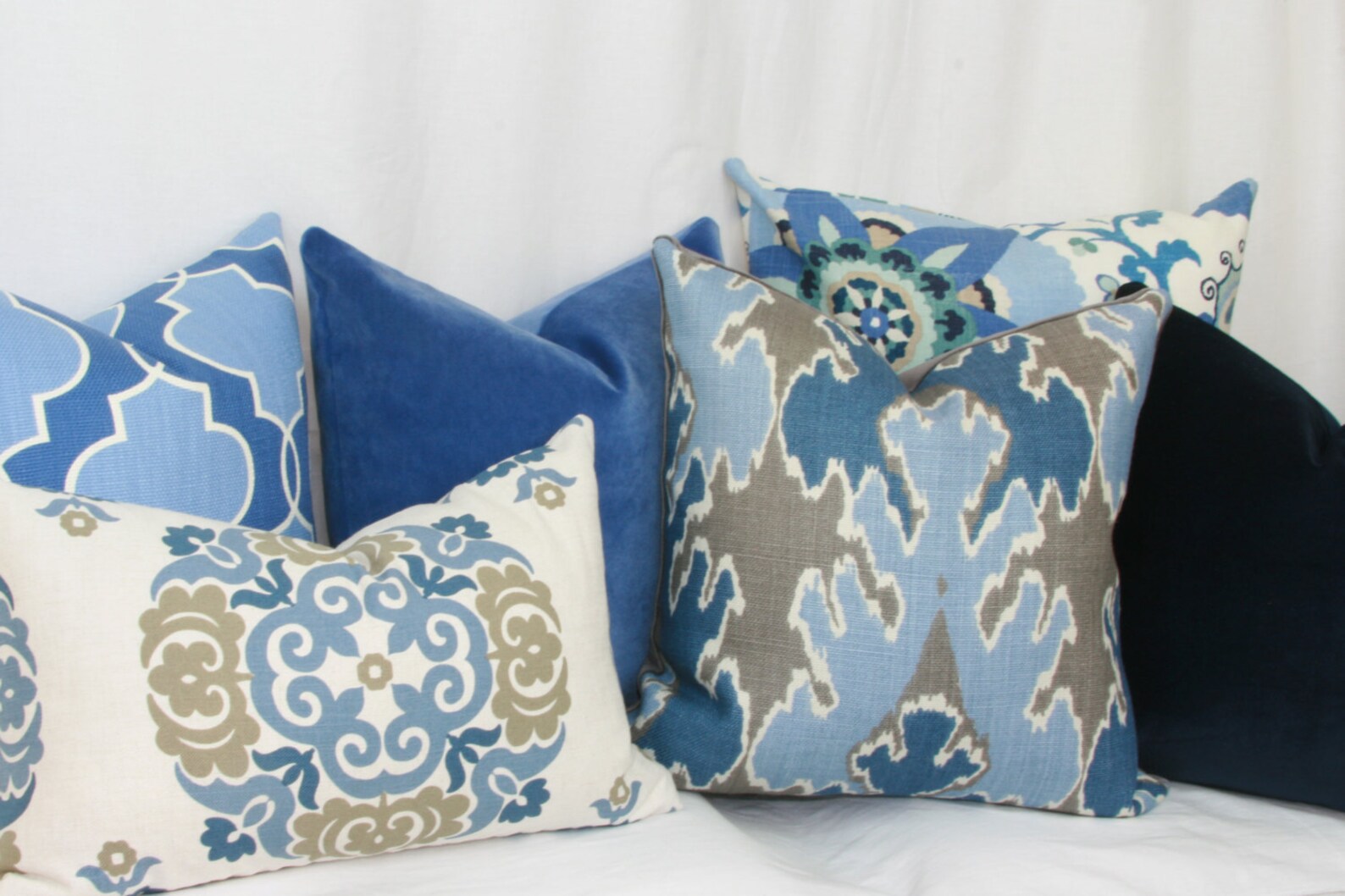 Indigo Blue Ikat Throw Pillow Cover. 18x18 20x20 22x22 24x24 Etsy