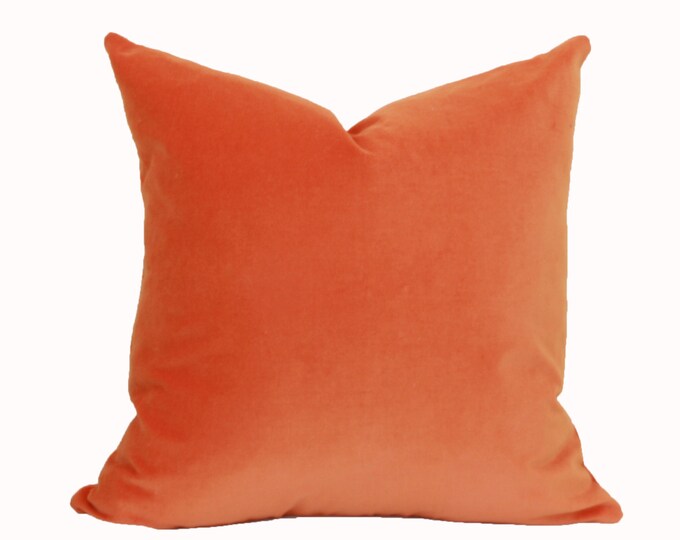 Orange Velvet Throw Pillow Cover 18x18 Pillow Cover 20x20 Etsy