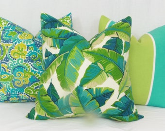 Tropical leaf Palm leaf Banana leaf outdoor pillow cover 18x18 20x20 outdoor pillow 22x22 24x24 26x26 Euro sham outdoor Lumbar pillow cover