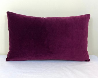 Plum cotton velvet throw pillow cover 12x18 12x20 13x20 18x18 20x20 Wine velvet Currant velvet