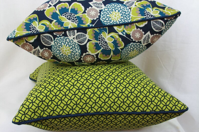 Navy Blue Pillow. Navy Green Pillow. Navy Floral Pillow. 20x20 Etsy