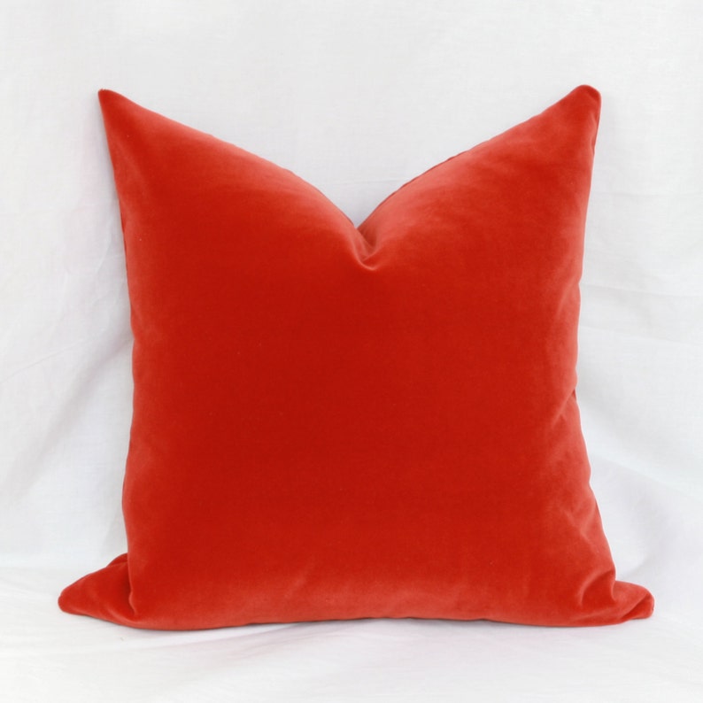 Burnt orange velvet pillow cover. 18 x 18. Etsy