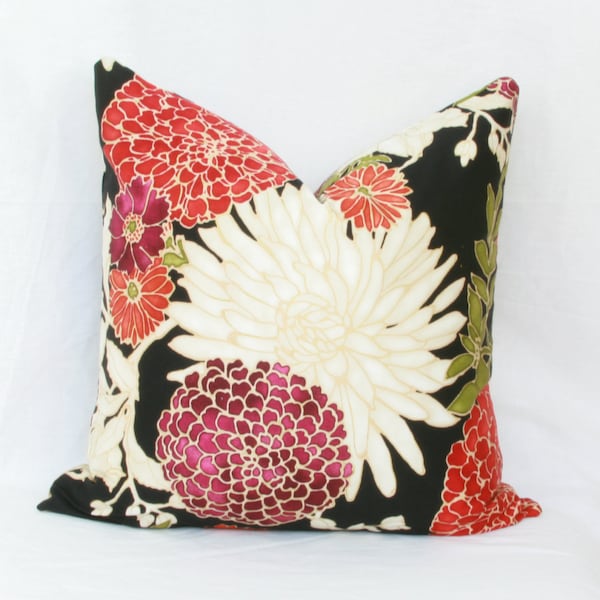 Orange & plum floral decorative throw pillow cover. 12x18 12x20 13x20 lumbar sizes. Accent pillow.