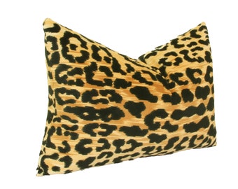 Leopard velvet decorative throw pillow cover Braemore Jamil lumbar pillow cover 12x16 12x18 12x20 13x20