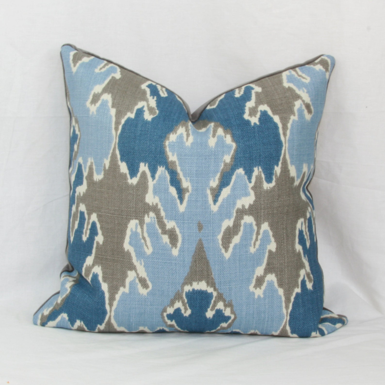 Indigo Blue Ikat Throw Pillow Cover. 18x18 20x20 22x22 24x24 Etsy