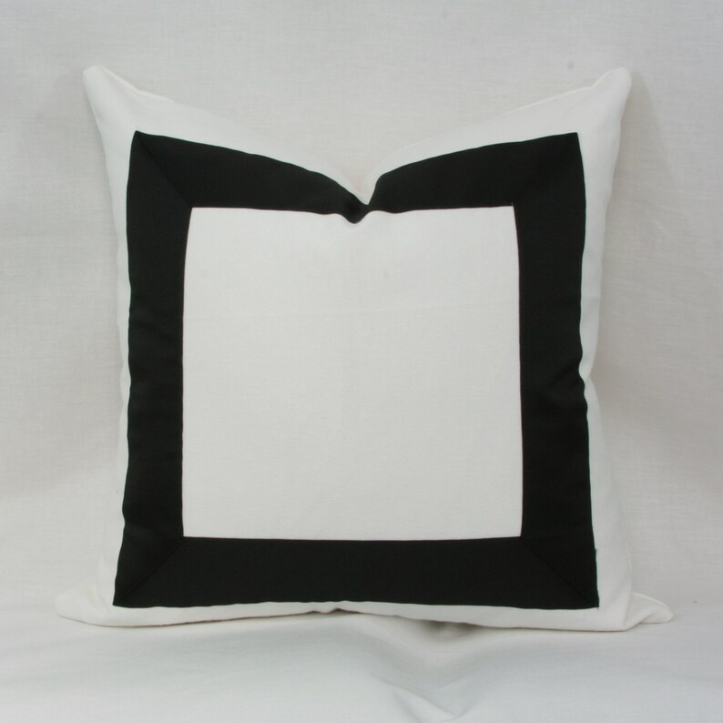 Black & White Ribbon Border Decorative Throw Pillow Cover. Etsy