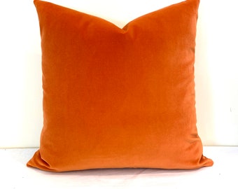 Pumpkin cotton velvet pillow cover 18x18 20x20 22x22 24x24 26x26 Orange pillow cover