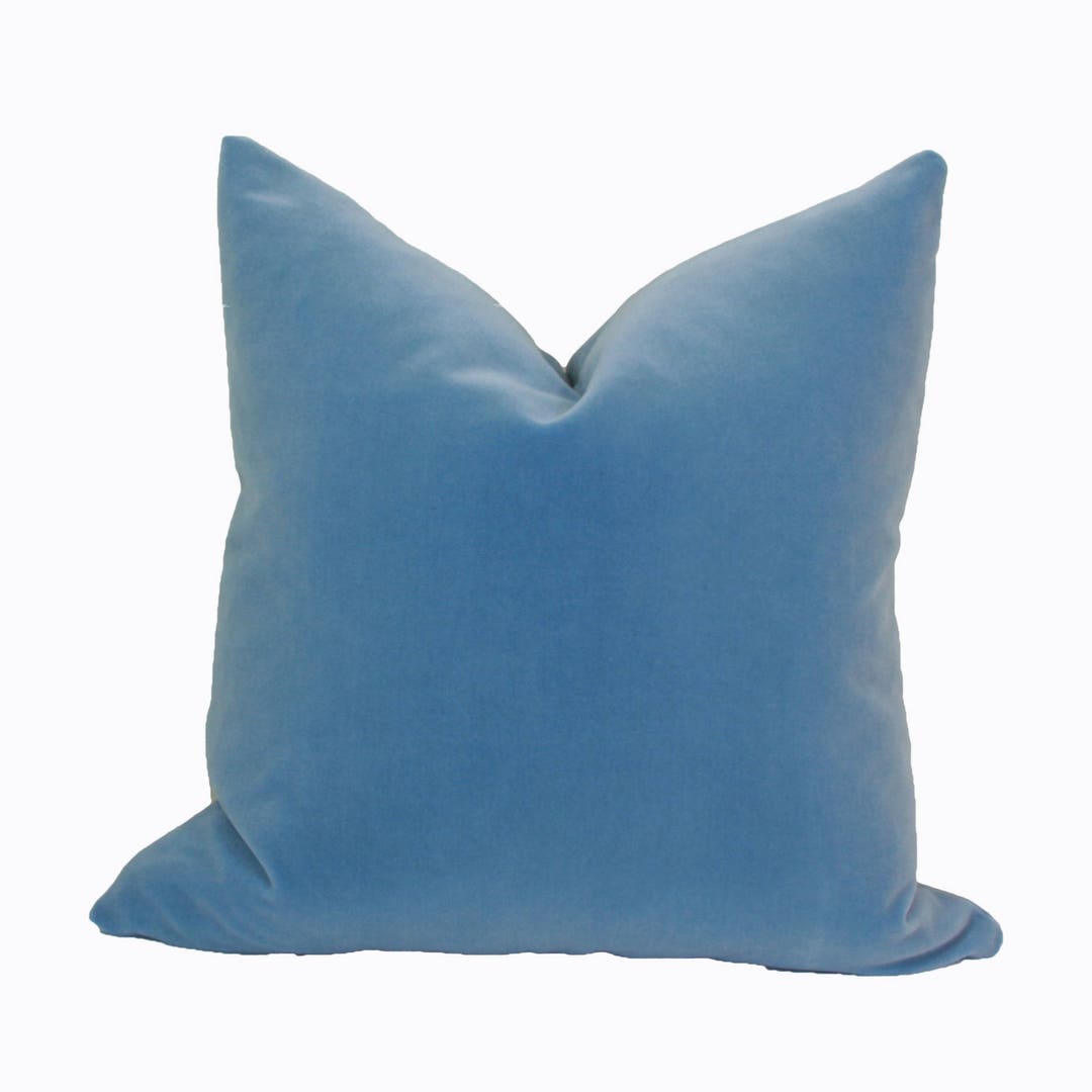 Light Blue Velvet Pillow Cover 18x18 20x20 22x22 24x24 26x26 28x28 Euro