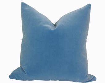 Light blue velvet pillow cover 18x18 20x20 22x22 24x24 26x26 28x28 Euro sham Lumbar pillow Corn flower blue Periwinkle