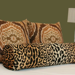 Leopard velvet bolster pillow cover Queen King bolster pillow cover Braemore Jamil bolster 8x36 8x46 8x48 9x36 9x46 9x48 Leopard bolster