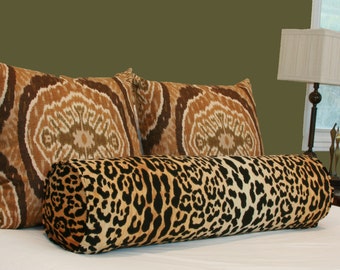 Leopard velvet bolster pillow cover Queen King bolster pillow cover Braemore Jamil bolster 8x36 8x46 8x48 9x36 9x46 9x48 Leopard bolster