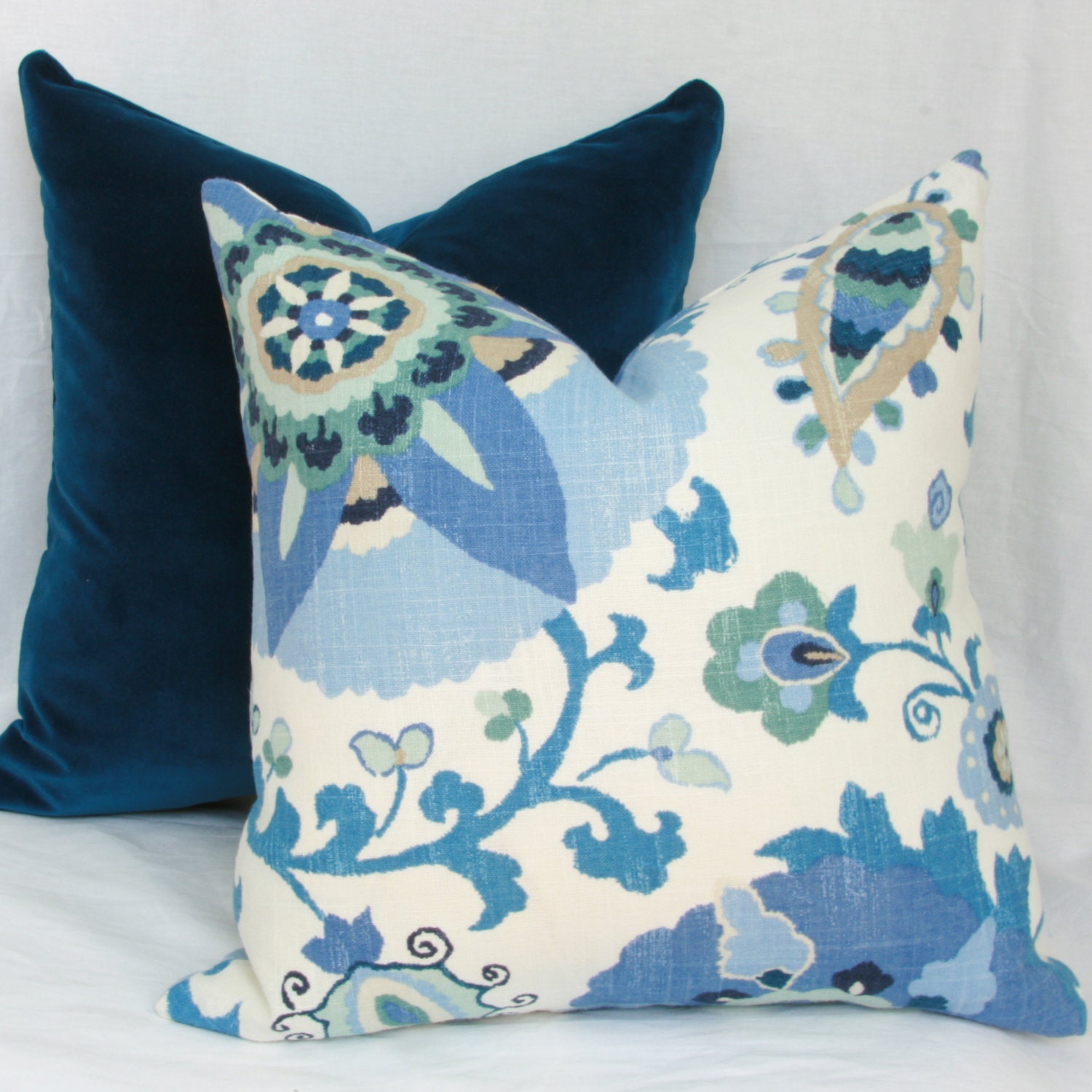 Indigo blue suzani decorative throw pillow cover. 18 x Etsy