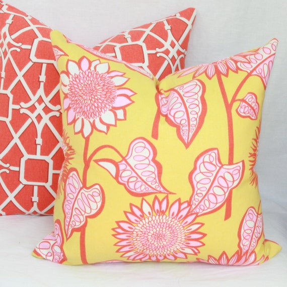 Set Of 2 Embroidered Decorative Pillows - Pink Accent Pillows With Cushion  Inserts Included (18x18)