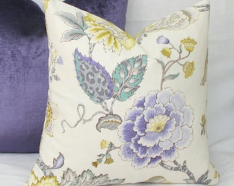 Lavender green Jacobean throw pillow cover 18x18 20x20 22x22 24x24 26x26 Euro sham purple lumbar pillow 12x24 14x24 14x26 16x24 16x26 Floral