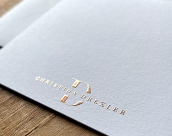 Personalized Raised Foil Monogram Note Cards | Luxury Custom Stationery Set