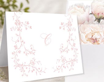 Personalized floral Stationery | Pink peony Notecards | Envelope liner set