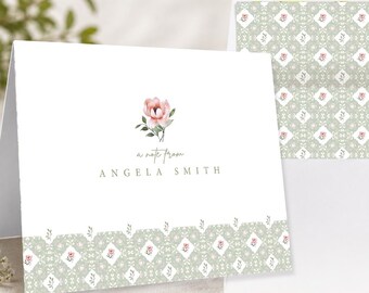 Personalized Floral Stationery Set | Folded Note Cards | Custom Thank You Cards | Gift for Her