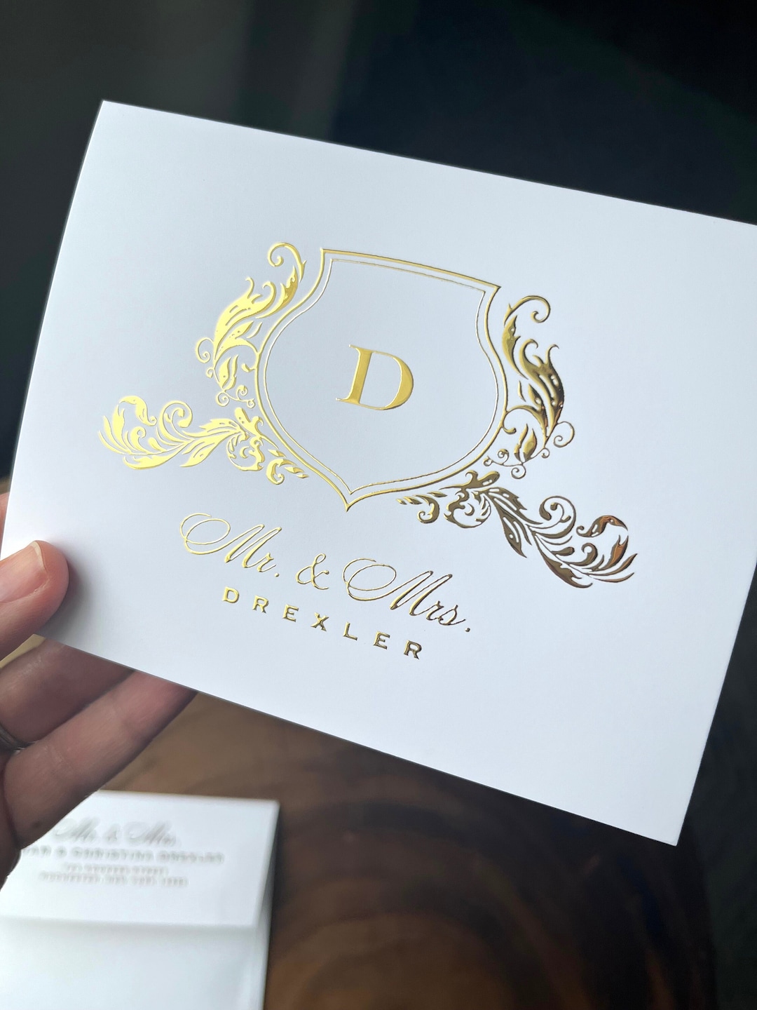Wedding Thank You Card Gold Foil Wedding Crest Gold Wedding Stationary