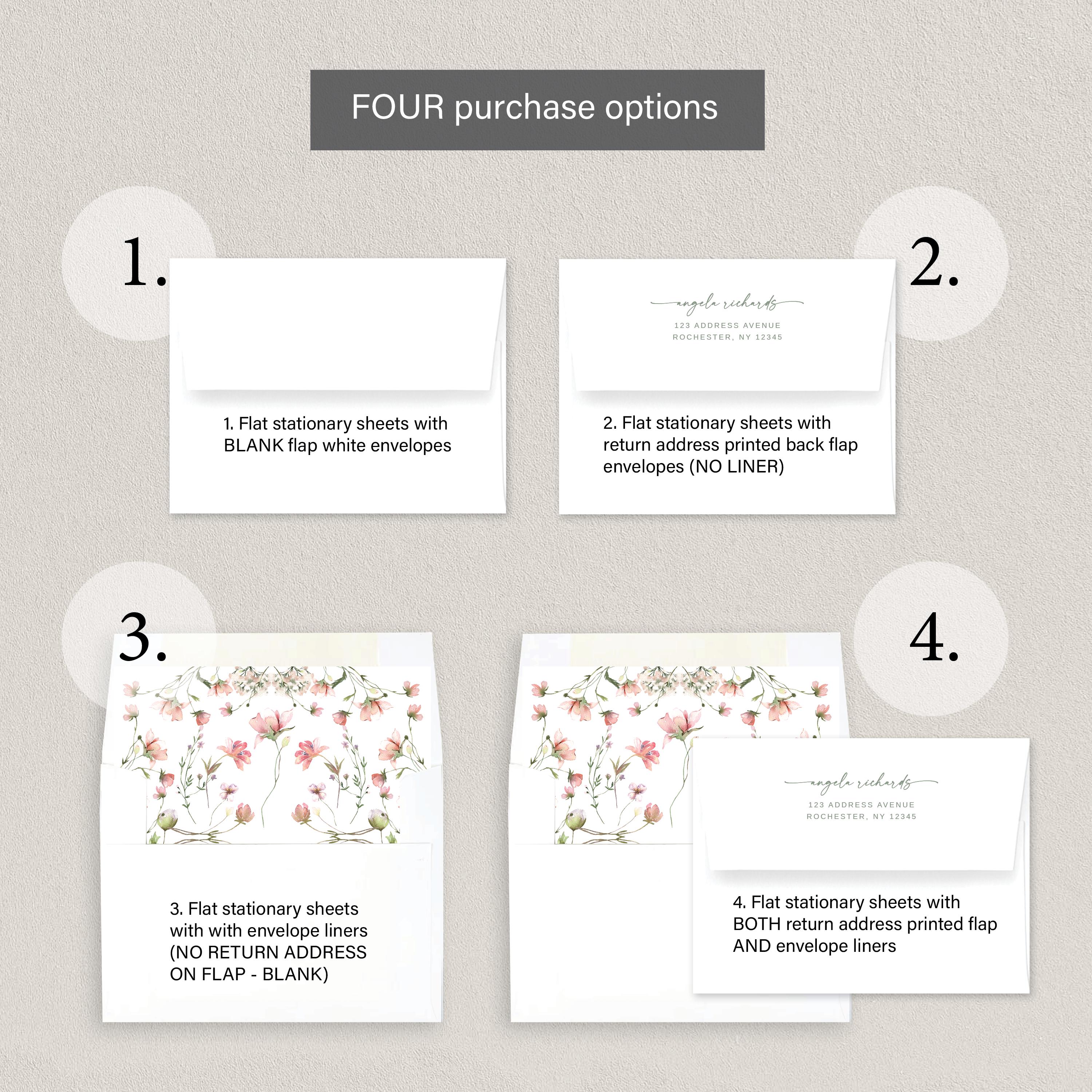 Personalized Pink Floral Stationary Set | Custom Printed (flat Foldable ...