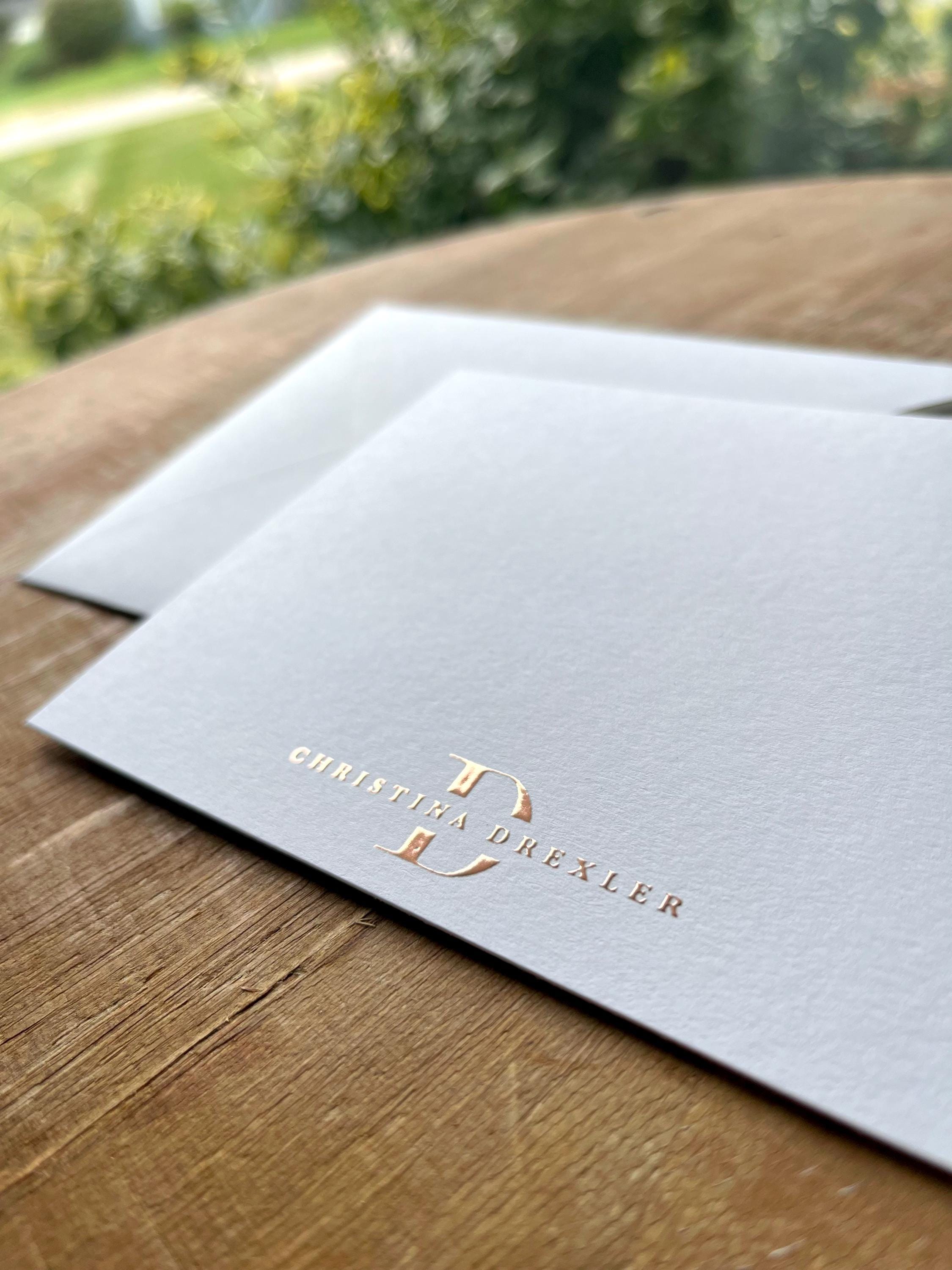 Personalized Raised Foil Monogram Note Cards | Luxury Custom Stationery ...