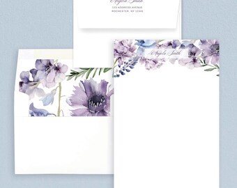 Personalized Purple Wildflower Stationery | Floral Letter Writing Paper | Custom Stationery Set