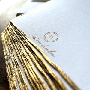 Personalized gold stationary note card thermography gold deckle tipped Elegant stationary high end gift Monogram notecard Wedding gift