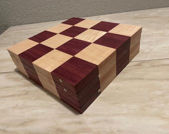 Serie Torre ~ Tablero de ajedrez de arce y palo morado