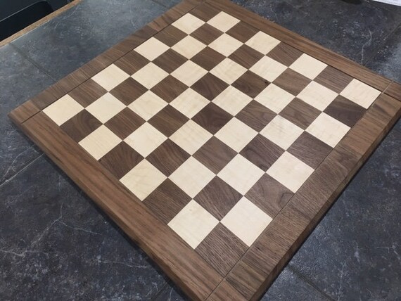 Wood Chess Board - Black Walnut and Curly Maple 2 inch squares