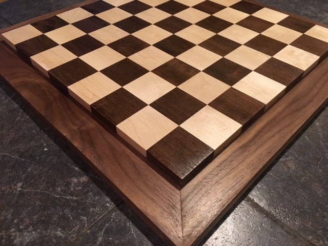 European Chess with walnut board with 50mm coordinates