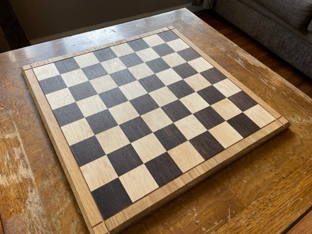 Custom Contemporary Chess Board - Purpleheart / Curly Maple - 2.5 Squares