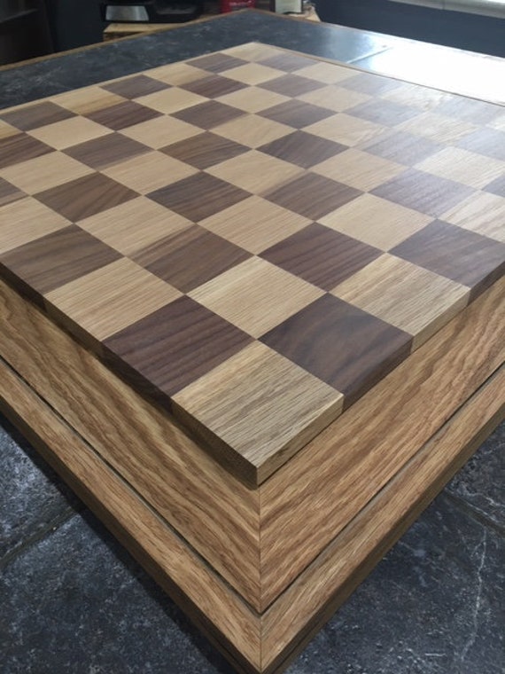 Walnut and Maple Chess Board with Cherry Wood Border 2 inch squares