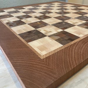 2.25" Square Chaos Chessboard w/ Red Oak and Sapele Border