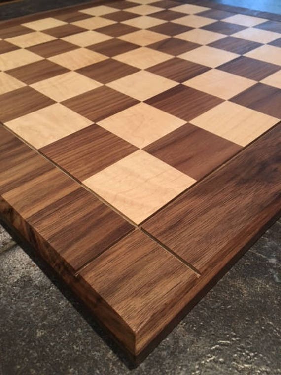 Deluxe Walnut and Maple Chess Board - 54cm