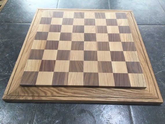 Walnut and Maple Chess Board with Cherry Wood Border 2 inch squares