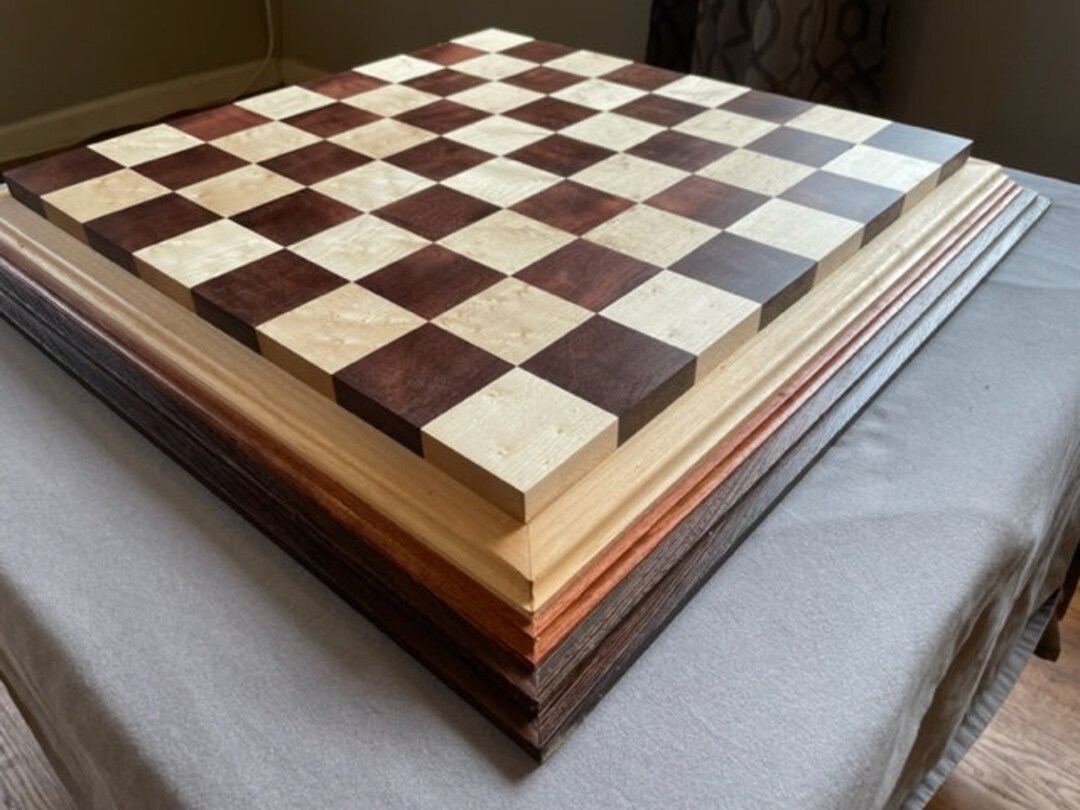 Deluxe Walnut and Maple Chess Board - 54cm