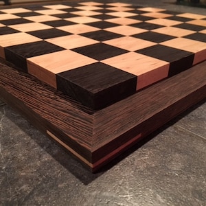 Raised Wenge and Maple Chess Board w/ Wenge Border