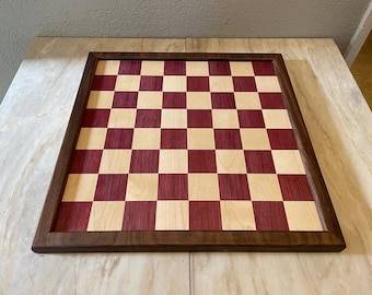 Tablero de ajedrez estilo Jaques de 2,25" cuadrado, de madera de palo morado y arce.