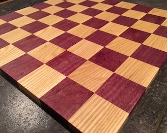 Tablero de ajedrez de madera de corazón púrpura y fresno