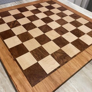 2.25&quot; Squares Maple and Chechen Chessboard w/ Double Border
