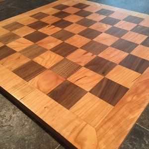 Walnut and Cherry Chessboard with Cherry Border