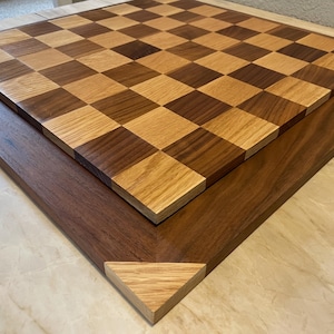 2.25&quot; Squares Raised Peruvian Walnut and White Oak Chess Board w/ Walnut Border