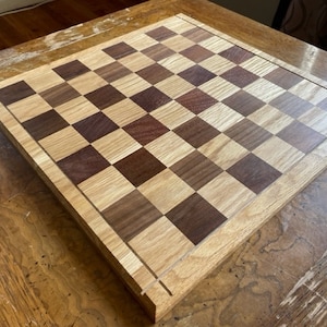 Peruvian Walnut and White Oak Drueke Style Chess Board 1.9375" Squares