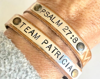 Cancer Support Cuff,  1/4" wide leather cuff, Customizable