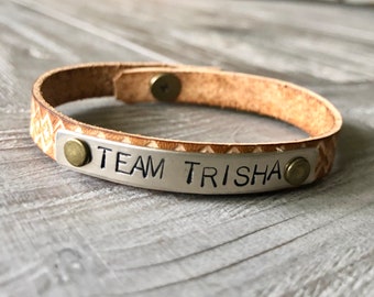 Customizable Leather Cuff Bracelet: Health Awareness, Cancer Support