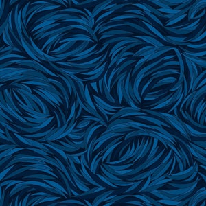 May include: Abstract seamless pattern with swirling blue lines. The lines are arranged in a chaotic, organic pattern, creating a sense of movement and energy.