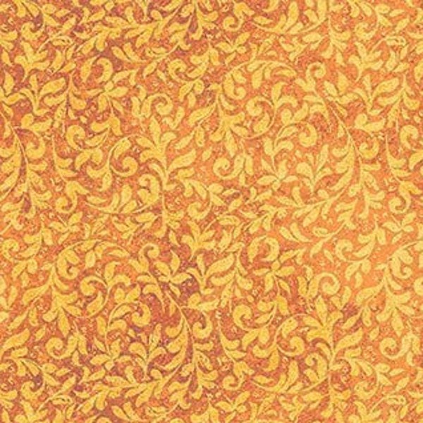 Marrakech Leafy Curls Ochre 26821-54 by Northcott  100% Cotton Fabric Yardage
