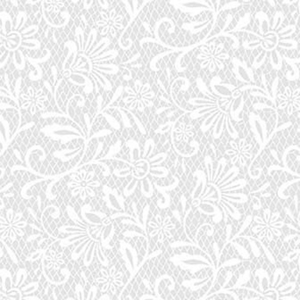 White Hot Chantilly Lace White 10413-WHIT by Michael Miller 100% Cotton Quilting Fabric Printed Lace Design